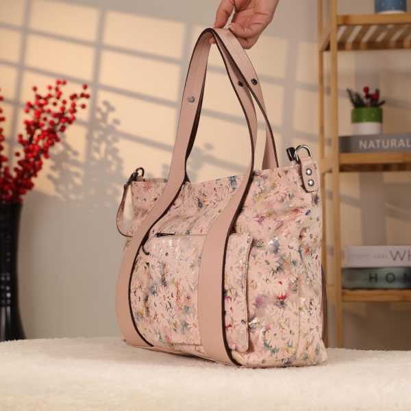 Rose Gold Floral Leather Shoulder Bag and Handbag With Adjustable Strap , Versatile , Tote 6 Rose Gold Floral Leather Shoulder Bag and Handbag With Adjustable Strap , Versatile , Tote
