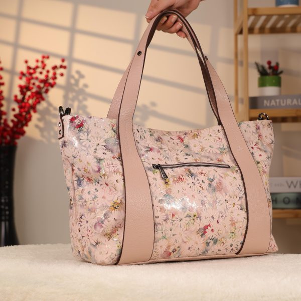 Rose Gold Floral Leather Shoulder Bag and Handbag With Adjustable Strap , Versatile , Tote 8 Rose Gold Floral Leather Shoulder Bag and Handbag With Adjustable Strap , Versatile , Tote