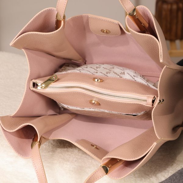 Rose Gold Genuine Leather Handbag 12 Rose Gold Genuine Leather Handbag