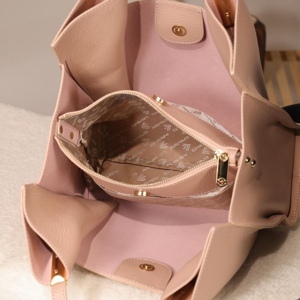 Rose Gold Genuine Leather Handbag 13 Rose Gold Genuine Leather Handbag