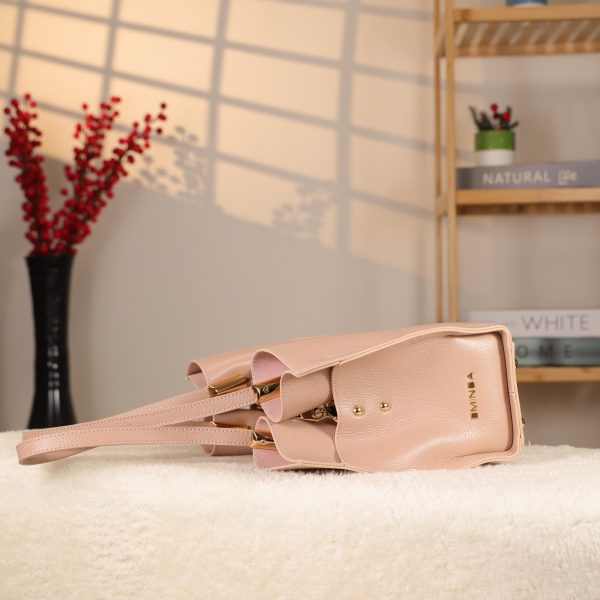 Rose Gold Genuine Leather Handbag 7 Rose Gold Genuine Leather Handbag