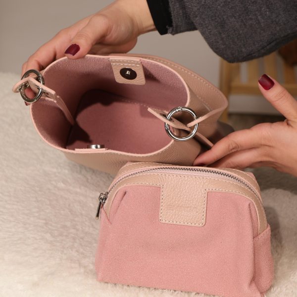 Rose Gold Mini Handbag With Make Up Bag / Shoulder Strap 16 Rose Gold Mini Handbag With Make Up Bag / Shoulder Strap