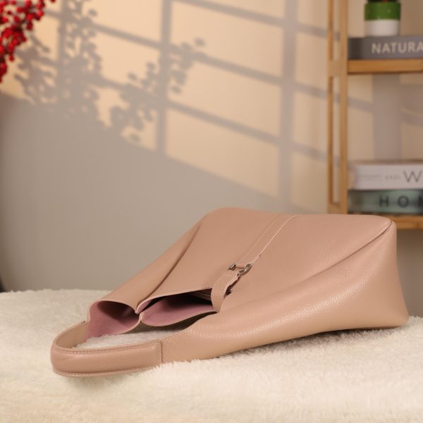 Rose Gold Real Cow Leather Handbag With Make-Up Bag 10 Rose Gold Real Cow Leather Handbag With Make-Up Bag