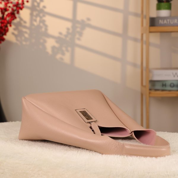 Rose Gold Real Cow Leather Handbag With Make-Up Bag 13 Rose Gold Real Cow Leather Handbag With Make-Up Bag