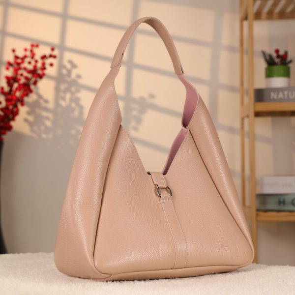 Rose Gold Real Cow Leather Handbag With Make-Up Bag 15 Rose Gold Real Cow Leather Handbag With Make-Up Bag