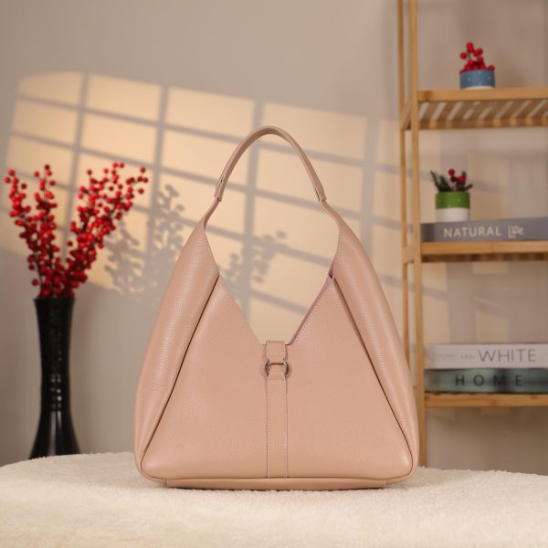 Rose Gold Real Cow Leather Handbag With Make-Up Bag 7 Rose Gold Real Cow Leather Handbag With Make-Up Bag