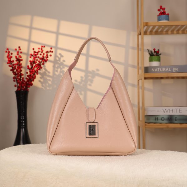 Rose Gold Real Cow Leather Handbag With Make-Up Bag 8 Rose Gold Real Cow Leather Handbag With Make-Up Bag