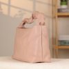Rose Gold Real Leather Handbag for All Season - Zippered and With Shoulder Strap