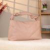 Rose Gold Real Leather Handbag for All Season - Zippered and With Shoulder Strap