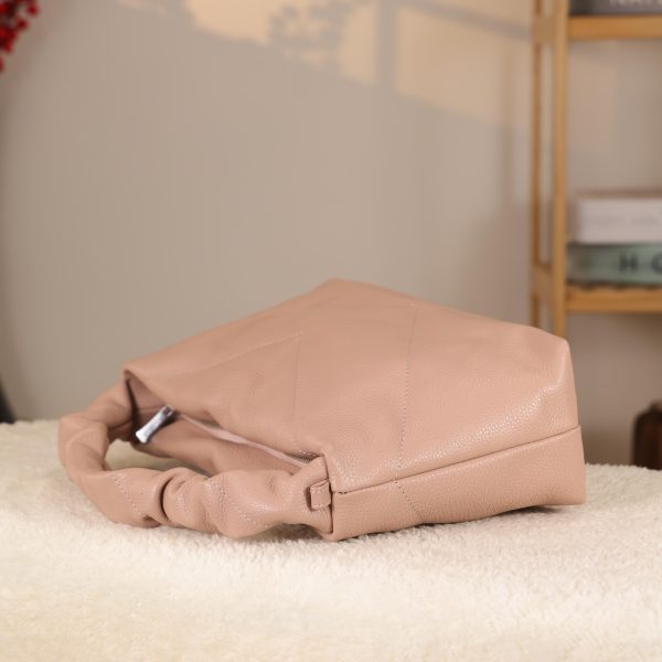 Rose Gold Real Leather Handbag for All Season - Zippered and With Shoulder Strap