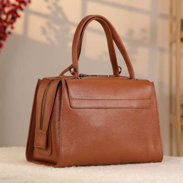 Tan Colour Real Leather Bag - Versatile and Multi-Compartment with Shoulder Strap , Handbag 14 Tan Colour Real Leather Bag - Versatile and Multi-Compartment with Shoulder Strap , Handbag