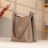 Taupe Colour Mini Handbag With Make Up Bag / Shoulder Strap