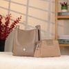 Taupe Colour Mini Handbag With Make Up Bag / Shoulder Strap