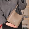 Taupe Colour Mini Handbag With Make Up Bag / Shoulder Strap