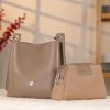 Taupe Colour Mini Handbag With Make Up Bag / Shoulder Strap