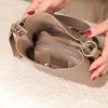 Taupe Colour Mini Handbag With Make Up Bag / Shoulder Strap