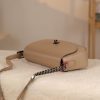 Taupe Leather Shoulder Bag and Handbag with Chain / Zipper / Magnetic Closure