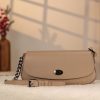 Taupe Leather Shoulder Bag and Handbag with Chain / Zipper / Magnetic Closure