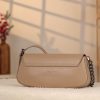 Taupe Leather Shoulder Bag and Handbag with Chain / Zipper / Magnetic Closure