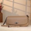 Taupe Leather Shoulder Bag and Handbag with Chain / Zipper / Magnetic Closure