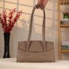 Taupe Leather Shoulder Bag , Everyday Bag With Magnetic Closure 4 Taupe Leather Shoulder Bag , Everyday Bag With Magnetic Closure