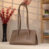 Taupe Leather Shoulder Bag , Everyday Bag With Magnetic Closure 6 Taupe Leather Shoulder Bag , Everyday Bag With Magnetic Closure