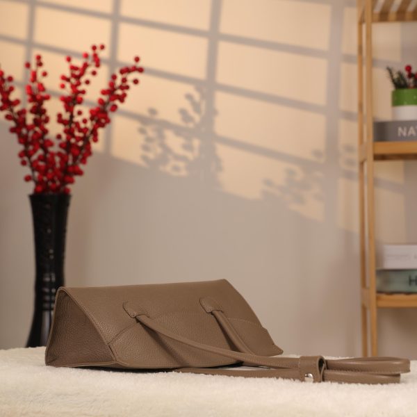 Taupe Leather Shoulder Bag , Everyday Bag With Magnetic Closure 8 Taupe Leather Shoulder Bag , Everyday Bag With Magnetic Closure