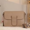 Taupe Leather Shoulder Bag / Handbag with Shoulder Strap , Zippered and Magnetic Closure