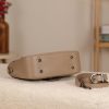 Taupe Leather Shoulder Bag / Handbag with Shoulder Strap , Zippered and Magnetic Closure