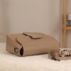Taupe Leather Shoulder Bag / Handbag with Shoulder Strap , Zippered and Magnetic Closure
