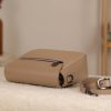 Taupe Leather Shoulder Bag / Handbag with Shoulder Strap , Zippered and Magnetic Closure