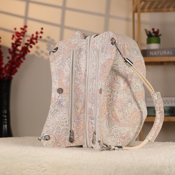 White / Flowers Real Leather Handbag , Handmade , Versatile Bag 11 White / Flowers Real Leather Handbag , Handmade , Versatile Bag