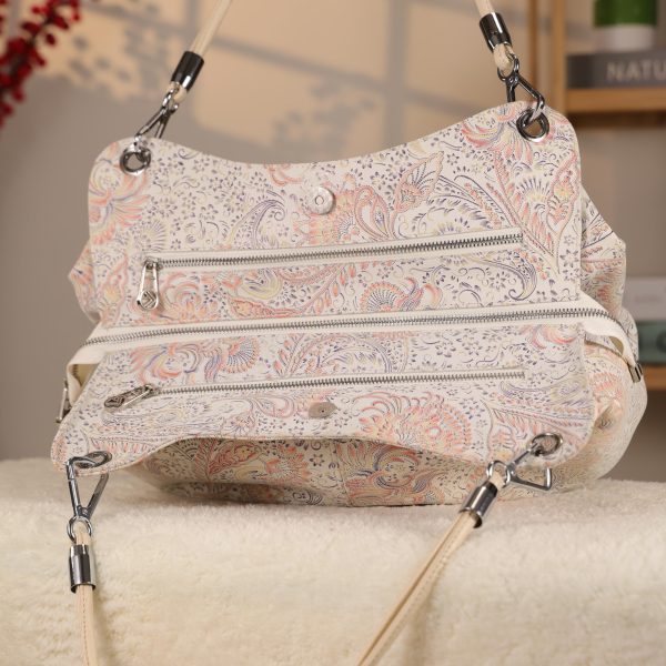 White / Flowers Real Leather Handbag , Handmade , Versatile Bag 2 White / Flowers Real Leather Handbag , Handmade , Versatile Bag