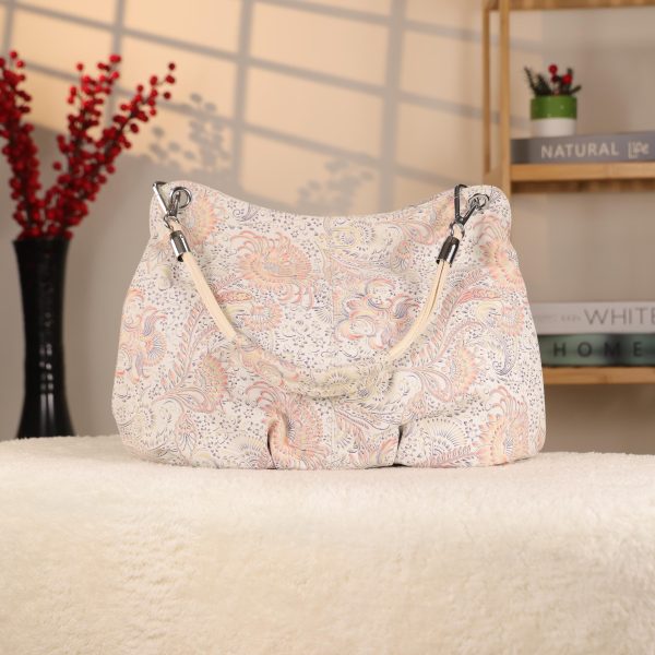 White / Flowers Real Leather Handbag , Handmade , Versatile Bag 3 White / Flowers Real Leather Handbag , Handmade , Versatile Bag