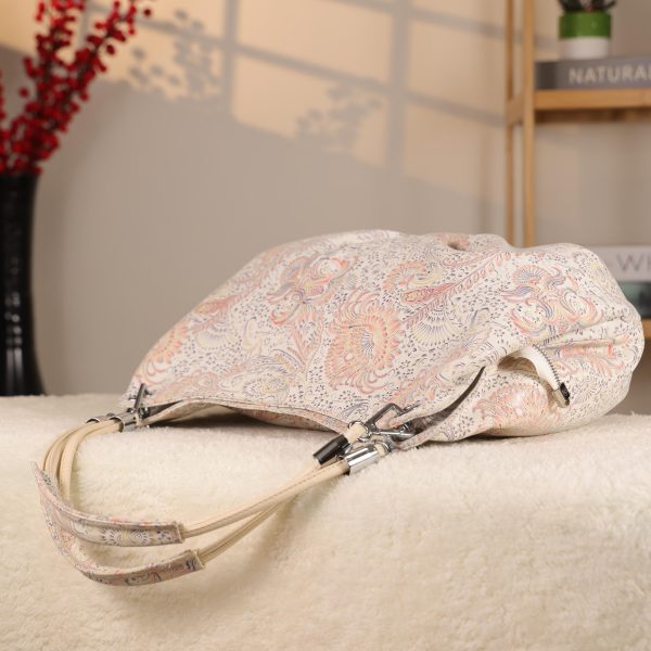 White / Flowers Real Leather Handbag , Handmade , Versatile Bag 4 White / Flowers Real Leather Handbag , Handmade , Versatile Bag