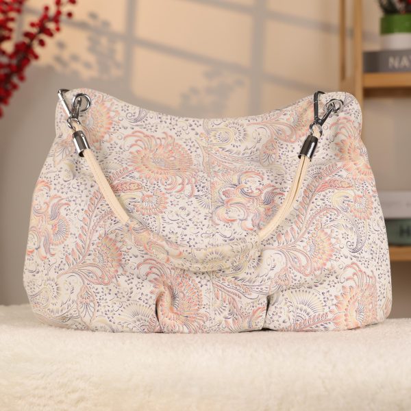 White / Flowers Real Leather Handbag , Handmade , Versatile Bag 5 White / Flowers Real Leather Handbag , Handmade , Versatile Bag