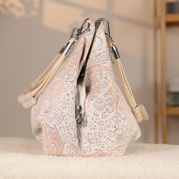 White / Flowers Real Leather Handbag , Handmade , Versatile Bag 8 White / Flowers Real Leather Handbag , Handmade , Versatile Bag